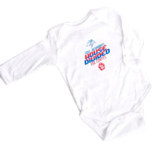 White SD House Divided Long Sleeve Onesie