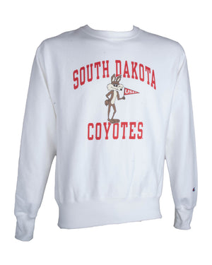 white crew with vintage Charlies and red South Dakota Coyotes lettering