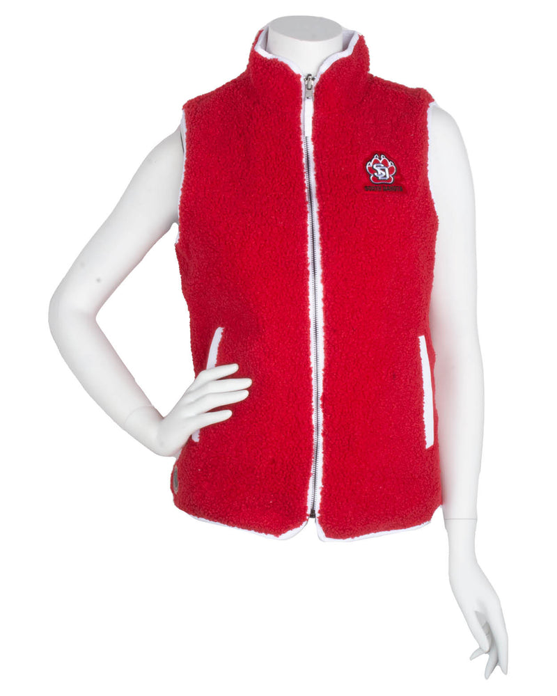Colosseum Women's Red/White Reversible Poly Vest Red Sherpa