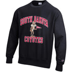 Black crew with vintage Charlie and red South Dakota Coyotes lettering
