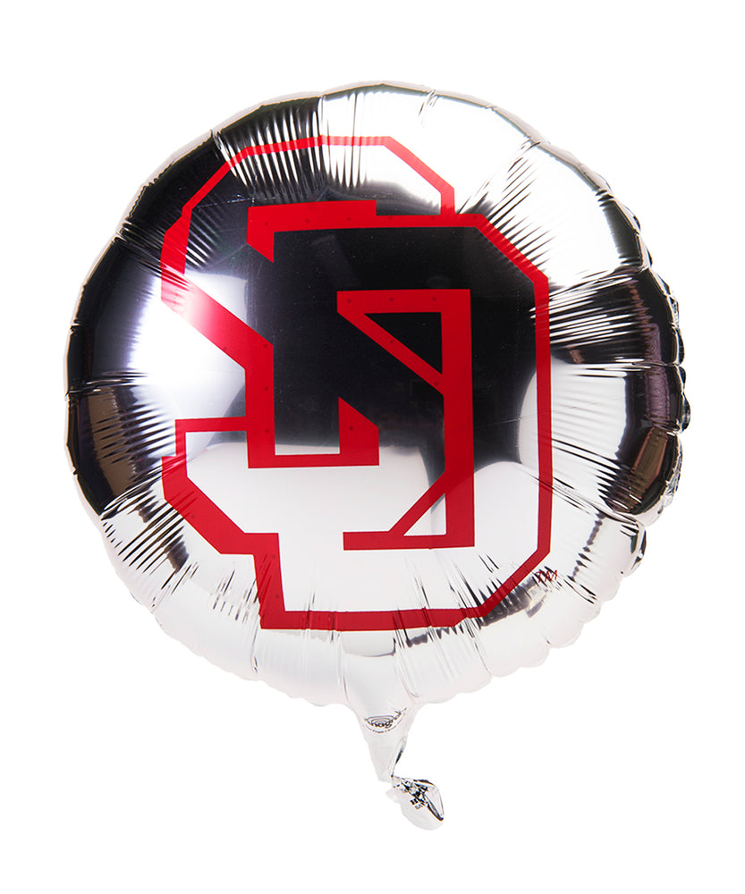
                
                    Load image into Gallery viewer, Silver balloon with red SD logo 
                
            
