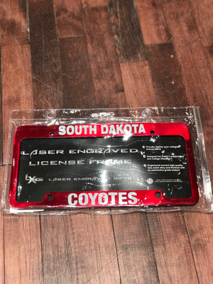 License Frame Red Metal South Dakota Coyotes