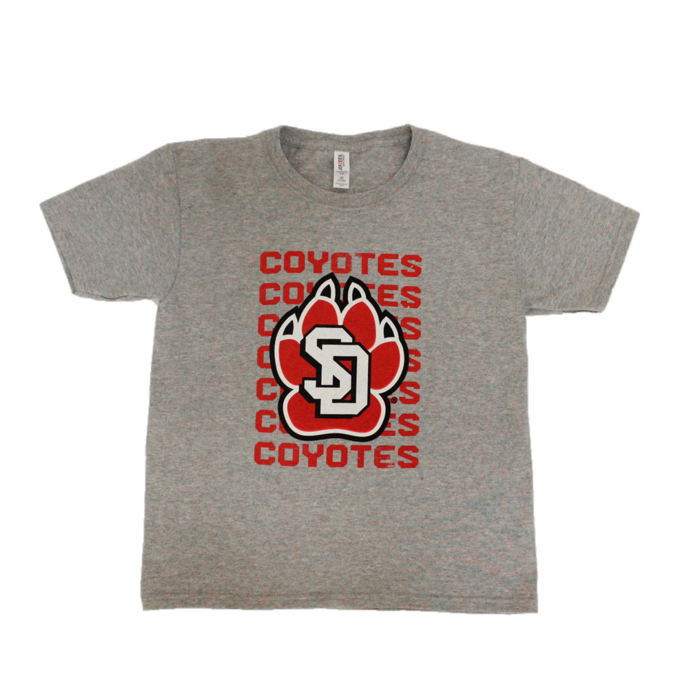 Youth Tee with SD Paw repeat Coyotes