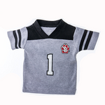 Gray and black football tee