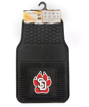 Black heavy duty vinyl car mat with red SD logo